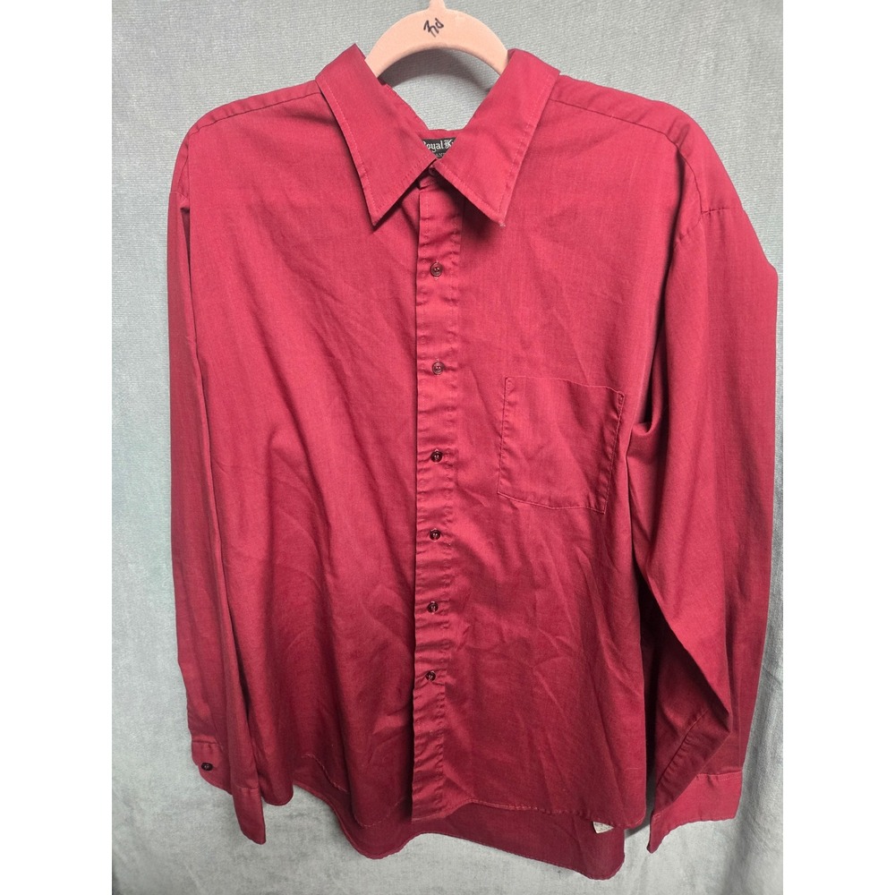Vintage Royal Knight Men Red Button Down Shirt Long Sleeve Permanent Press 18-36